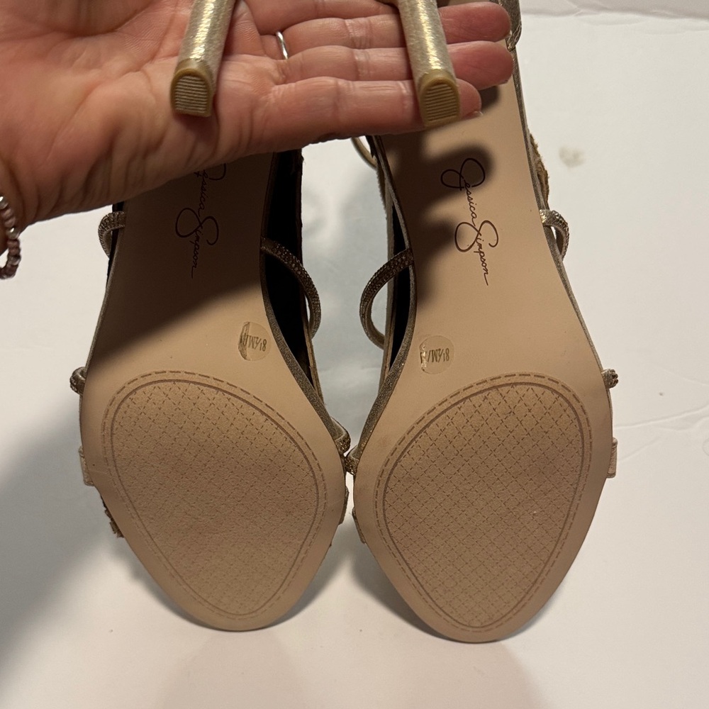 Jessica Simpson Gold Strappy Heels - Picture 3 of 4